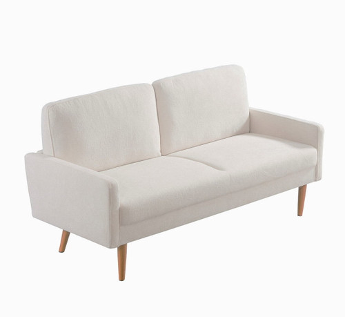 Loveseat Sofa, European Style With Sleek Design, Modern & Vintage Flair, Upholstered 2 Seater Couch - Ivory