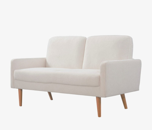 Loveseat Sofa, European Style With Sleek Design, Modern & Vintage Flair, Upholstered 2 Seater Couch - Ivory