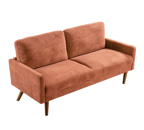 Sofa, European Style With Sleek Design, Modern & Vintage Flair, Upholstered 3 Seater Couch - Red Orange