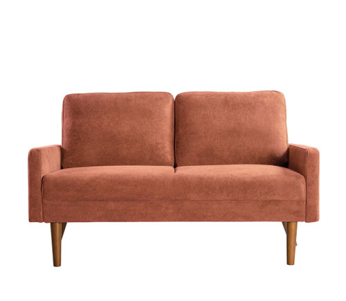 Loveseat Sofa, European Style With Sleek Design, Modern & Vintage Flair, Upholstered 2 Seater Couch - Pumpkin Orange