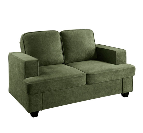 Modern Loveseat, Comfortable 2 Seater Couch With Deep Seating And High Density Foam, Loose Back Cushions, Wide Arms - Green