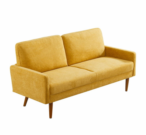 Sofa, European Style With Sleek Design, Modern & Vintage Flair, Upholstered 3 Seater Couch - Mustard Yellow