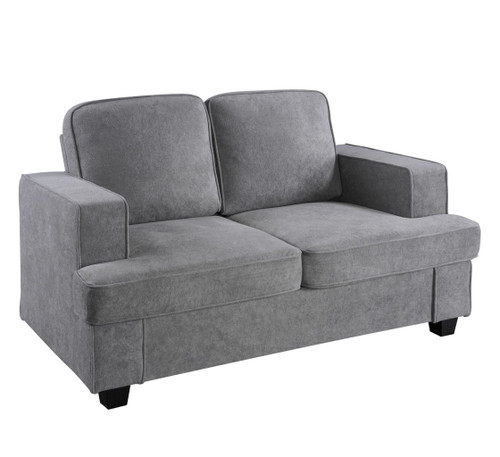 Modern Loveseat, Comfortable 2 Seater Couch With Deep Seating And High Density Foam, Loose Back Cushions, Wide Arms - Gray