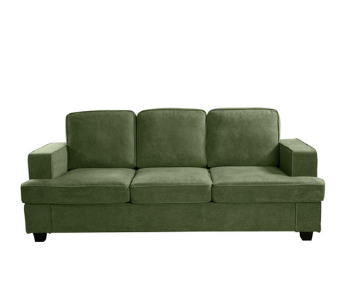 Modern Sofa, Comfortable 3 Seater Couch With Deep Seating And High Density Foam, Loose Back Cushions, Wide Arms, - Green