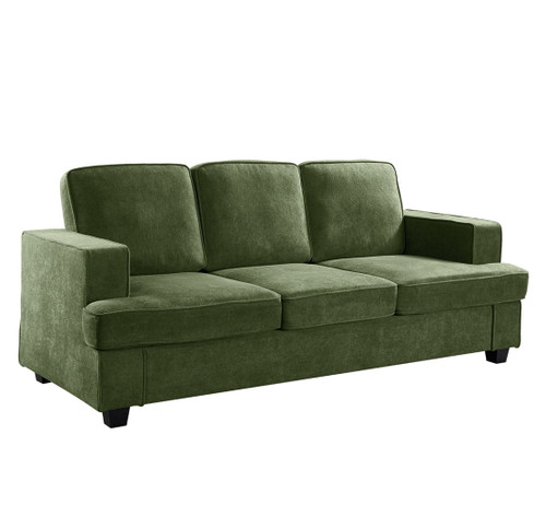 Modern Sofa, Comfortable 3 Seater Couch With Deep Seating And High Density Foam, Loose Back Cushions, Wide Arms, - Green