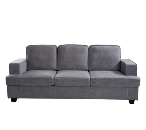 Modern Sofa, Comfortable 3 Seater Couch With Deep Seating And High Density Foam, Loose Back Cushions, Wide Arms - Gray