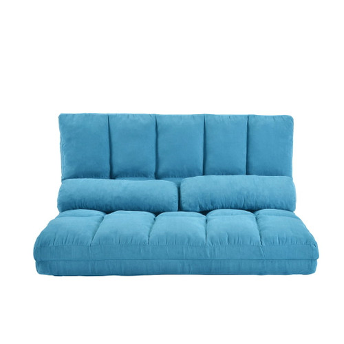 Double Chaise Lounge Sofa Floor Couch And Sofa With Two Pillows - Blue