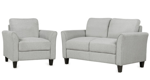 Living Room Furniture Armrest Single Sofa And Loveseat Sofa - Light Gray