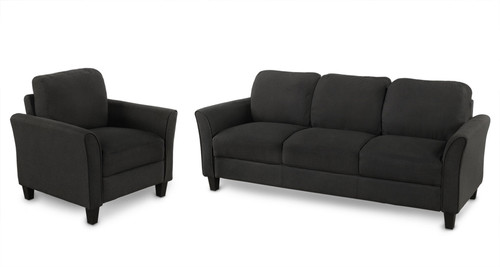 Living Room Furniture Chair And 3 Seat Sofa - Black