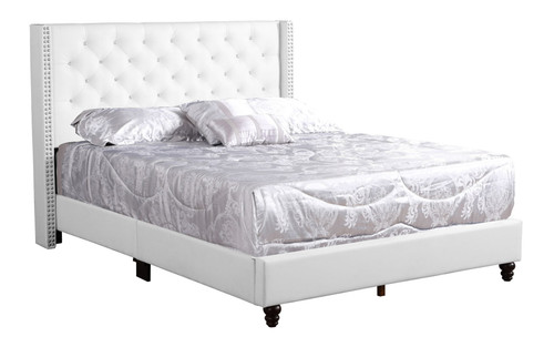 Queen Upholstered Bed - White