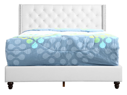 Queen Upholstered Bed - White