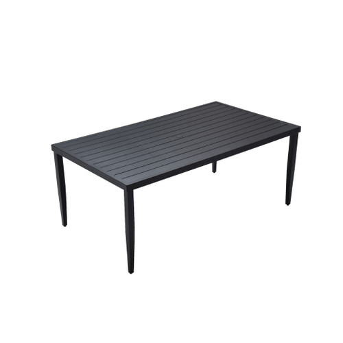 Outdoor Patio Rectangle Dining Table With Tapered Feet & Umbrella Hole - Ember Black