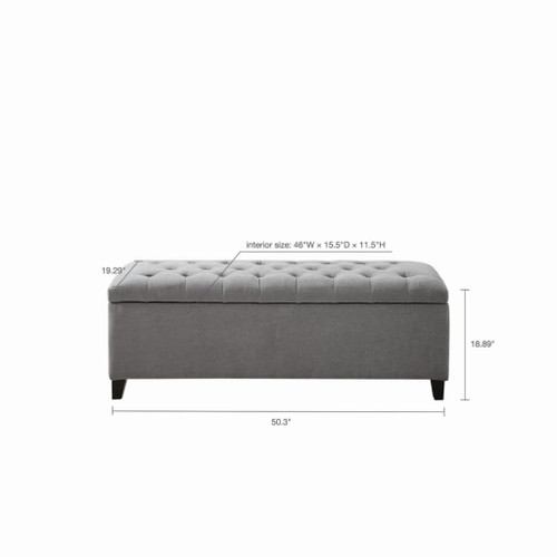 Modern Tufted Top Soft Close Storage Bench Upholstered Polyester - Gray