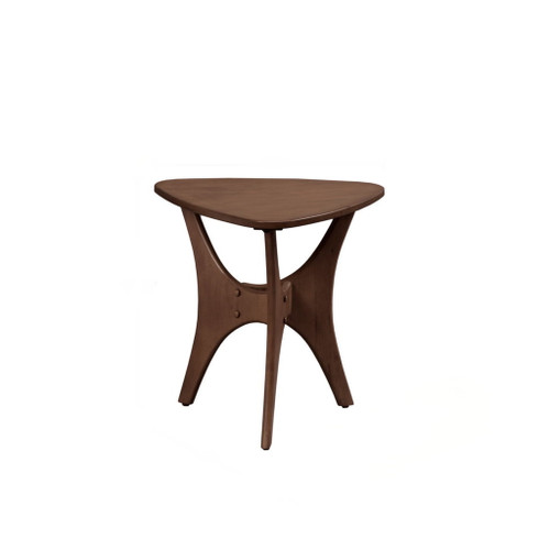 Mid - Century Triangle Wood Side Table - Pecan