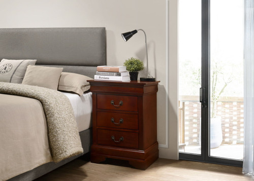 Louis Phillipe - 3 Drawer Nightstand - Cherry