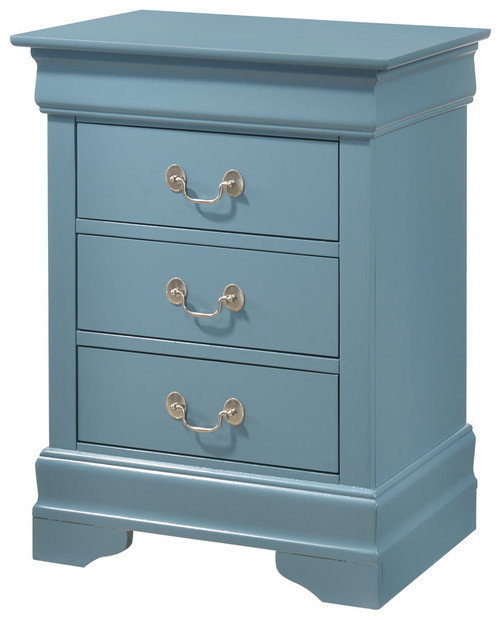 Louis Phillipe - 3 Drawer Nightstand - Teal