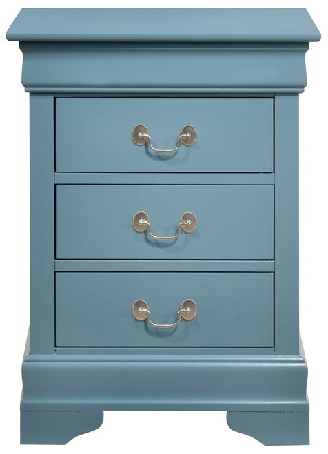 Louis Phillipe - 3 Drawer Nightstand - Teal