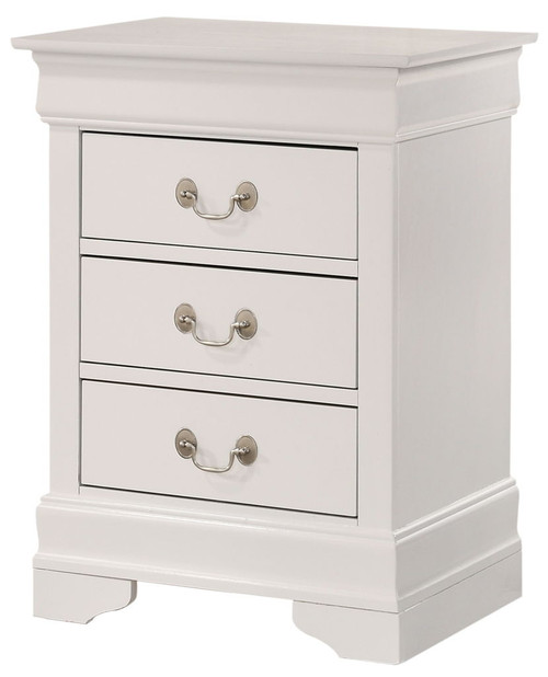 Louis Phillipe - 3 Drawer Nightstand - White