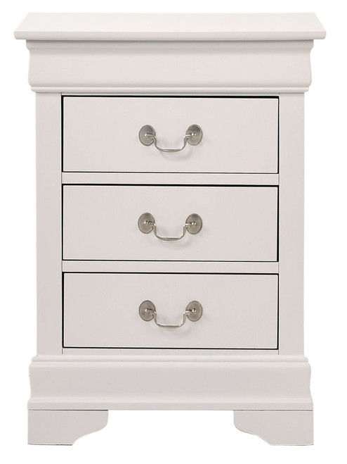 Louis Phillipe - 3 Drawer Nightstand - White