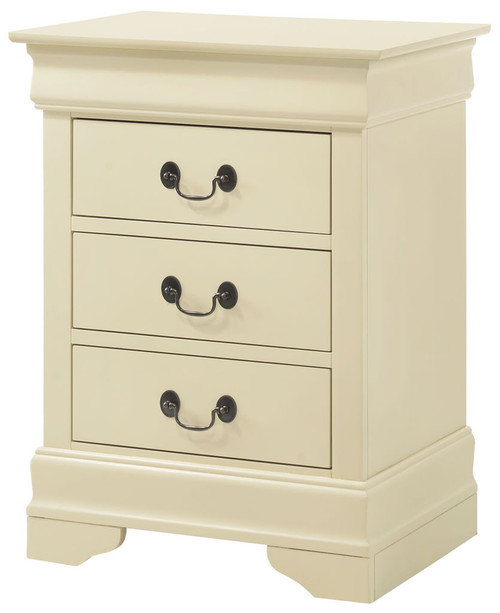 Louis Phillipe - 3 Drawer Nightstand - Beige