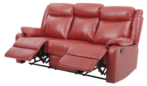Stylish Contemporary Reclining Sofa - Red