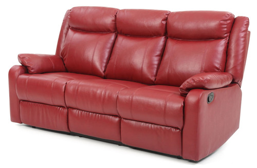 Stylish Contemporary Reclining Sofa - Red