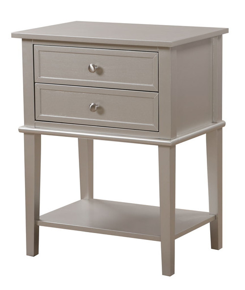 Vibrant Contemporary Nightstand - Silver Champagne