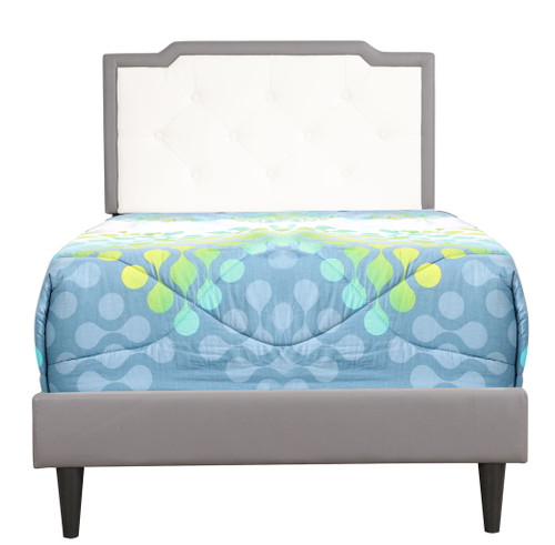 Deb - Twin Bed - Light Gray / White