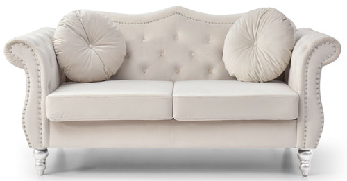 Elegant Flared Arm Loveseat - Ivory