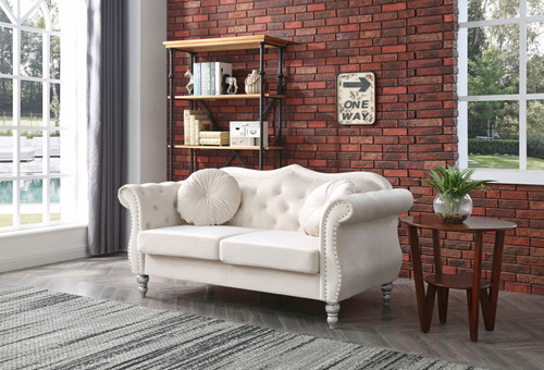 Elegant Flared Arm Loveseat - Ivory
