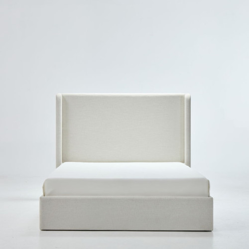 Carmen - King Upholstered Wingback Bed Frame With High Headboard - Ivory