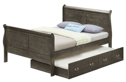 Full Elegant Trundle Bed With Timeless Charm - Gray