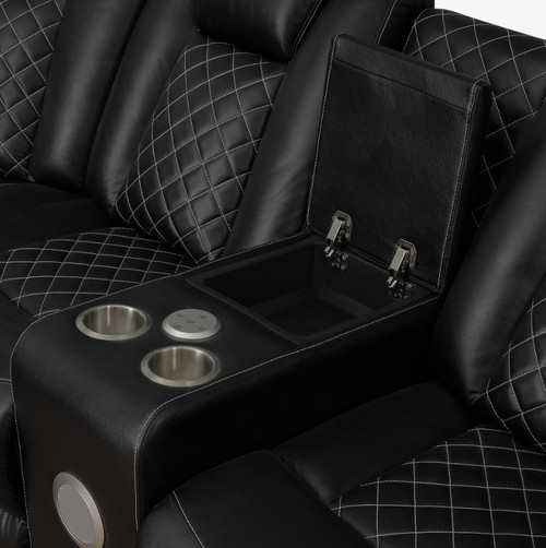 Radiant Power Reclining Sectional In Leather Gel