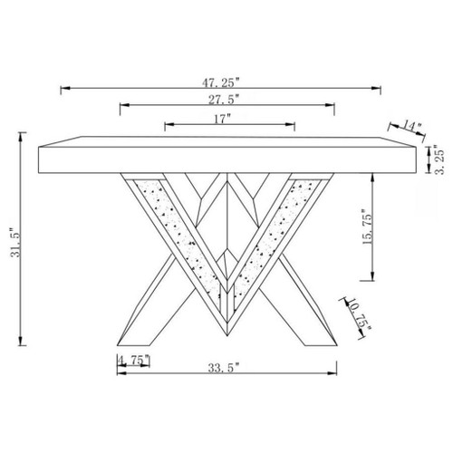 Taffeta - Glass Top Mirrored Acrylic Table