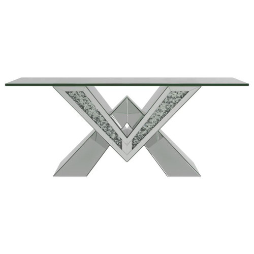 Taffeta - Glass Top Mirrored Acrylic Table
