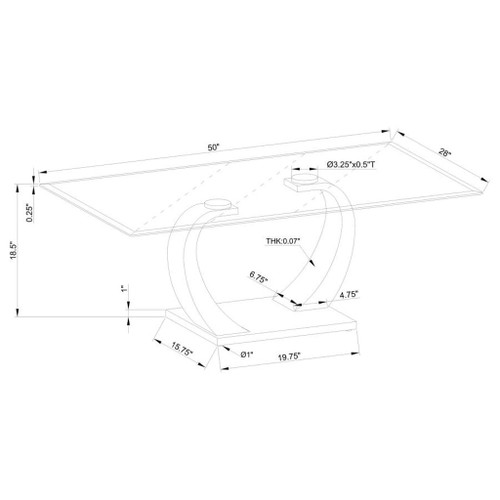 Pruitt - Glass Top Metal Base Table