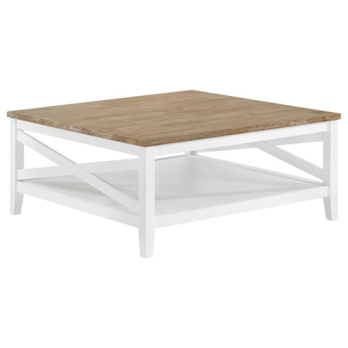 Hollis - Square Wood Table With Shelf