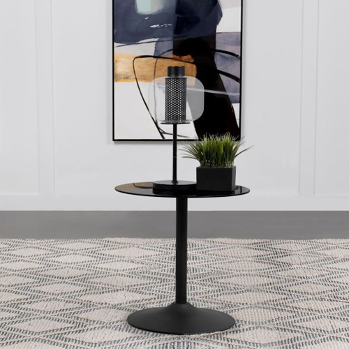 Ganso - Round Metal Coffee Table With Tempered Glass Top