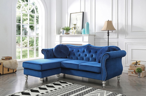 Hollywood - Upholstered Sofa Chaise - Navy Blue