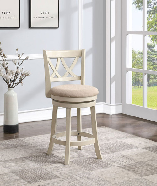 D01844 Antique White 24 inch Swivel Counter Stool D01844-GC by Avalon