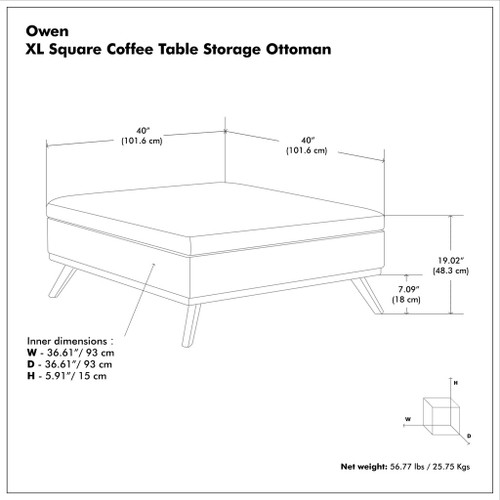 Owen - Multifunctional Square Coffee Table Storage Ottoman