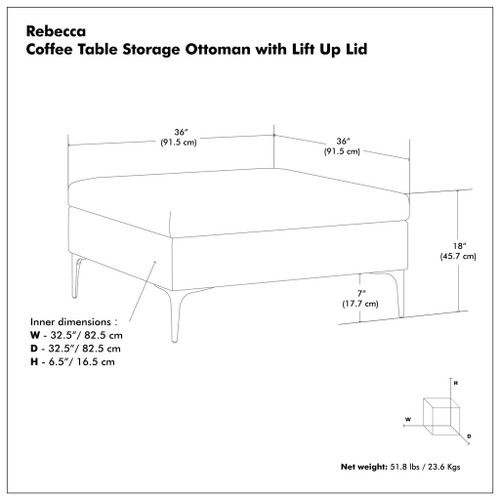 Rebecca - Multifunctional Coffee Table Storage Ottoman With Lift Up Lid
