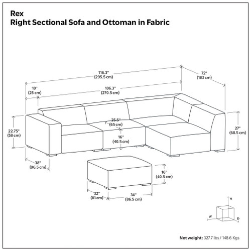 Rex - Handcrafted Sectional Sofa And Ottoman