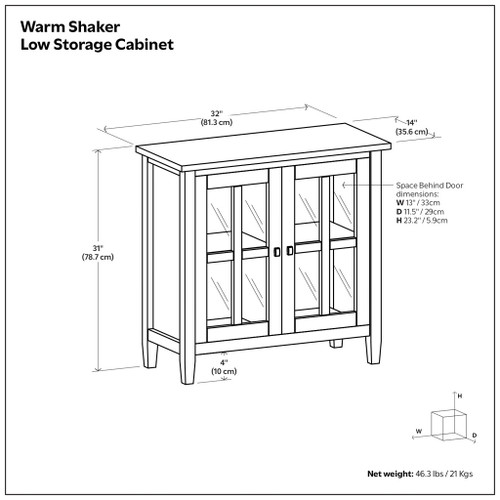 Warm Shaker - Handcrafted Low Storage Cabinet