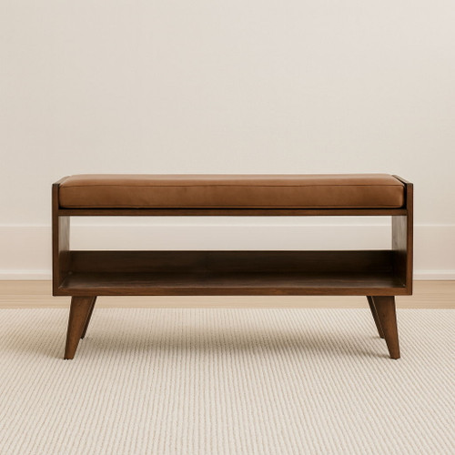 Solid Wood Bench With Upholstered Sea