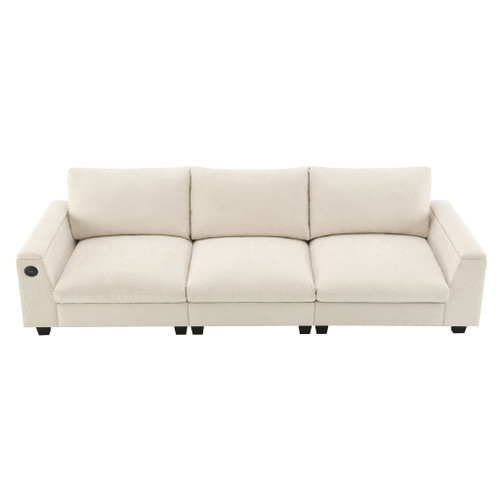 Sectional With Bluetooth Speaker Comfy Cloud Couch Set With Drop Down Table Cup Holders, USB Charger Storage Armrest Wide Seat Sofa