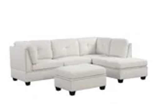 Sienna Boucle Sectional and Ottoman Set