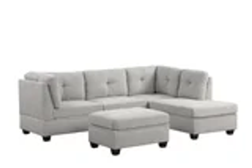 Sienna Boucle Sectional and Ottoman Set