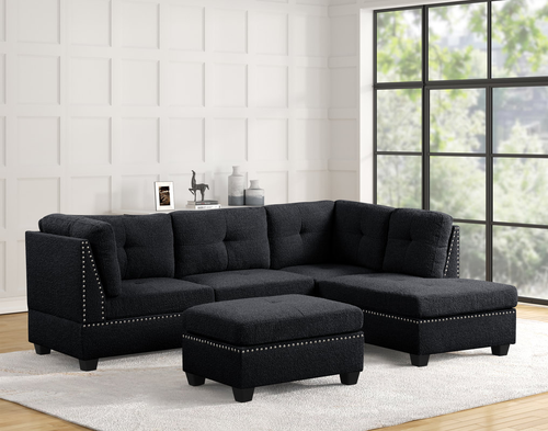 Sienna Boucle Sectional and Ottoman Set