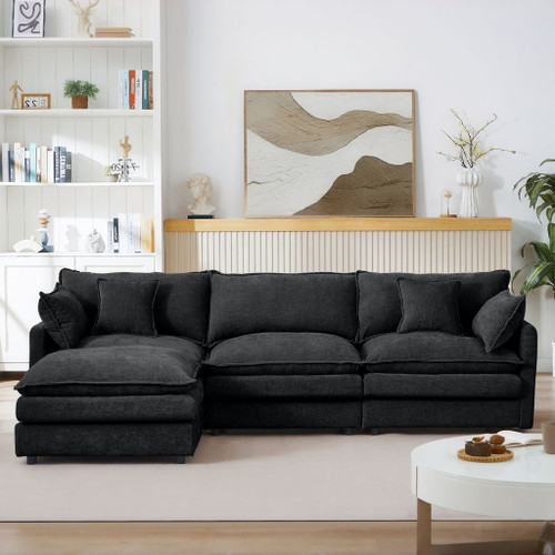 Contemporary Modular Sectional Sofa Set With Movable Ottoman